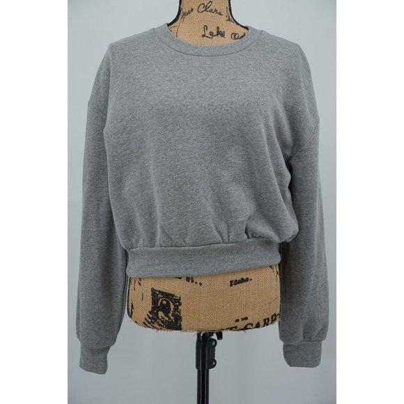 Wild Fable Women Cropped Crewneck Sweatshirt Grey Large